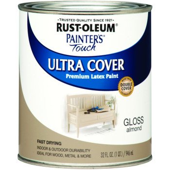 Rust-Oleum 1994502 Enamel Paint, Water, Gloss, Almond, 1 qt, Can, 120 sq-ft Coverage Area