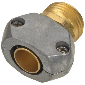 Landscapers Select GC534 Hose Coupling, 5/8 to 3/4 in, Male, Brass and zinc, Brass and silver