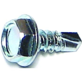 Midwest Fastener 03287 Screw, #10 Thread, 1/2 in L, Coarse Thread, Hex Drive, Self-Drilling Point, Steel, Zinc, 100 PK