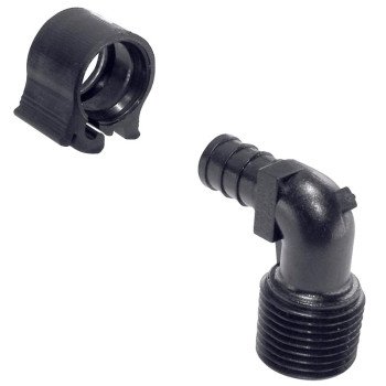 Flair-It PEXLOCK 30803 Pipe Elbow, 1/2 in, MPT, 90 deg Angle, Black, 100 psi Pressure