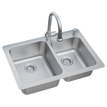 American Standard Montvale Series 18CR.332232C.075 Kitchen Sink Kit with Soap Dispenser, 33 in OAW, 9 in OAD, 22 in OAH