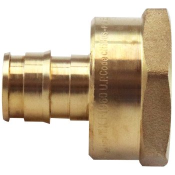 Apollo ExpansionPEX Series EPXFA1234 Reducing Pipe Adapter, 1/2 x 3/4 in, Barb x FNPT, Brass, 200 psi Pressure