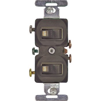 Eaton Wiring Devices 271B-BOX Combination Toggle Switch, 15 A, 120/277 V, Screw Terminal, Brown