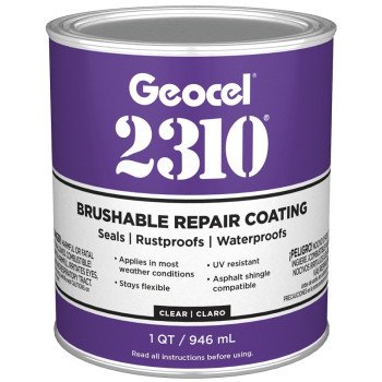 Geocel 2310 Series GC65200 Brushable Repair Coating, Liquid, Crystal Clear, 1 qt, Can