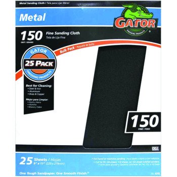 Gator 3290 Sanding Sheet, 11 in L, 9 in W, Fine, 150 Grit, Emery Abrasive, Cloth Backing