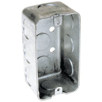 Raco 8660 Handy Box, 1-Gang, 10-Knockout, 1/2 in Knockout, Steel, Gray, Surface