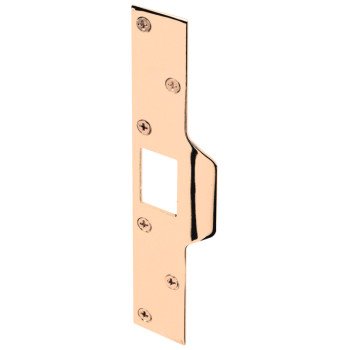 Defender Security U 9426 Deadbolt Strike Plate, 7-7/8 in L, 1-1/4 in W, Steel, Brass