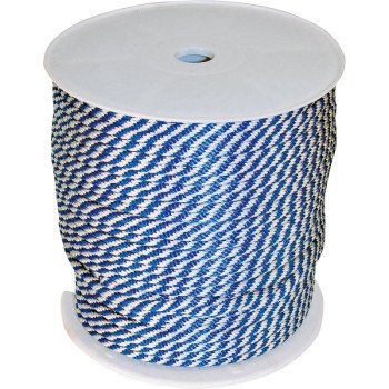 Wellington 46446 Derby Rope, 3/8 in Dia, 500 ft L, 183 lb Working Load, Polypropylene, Blue/White