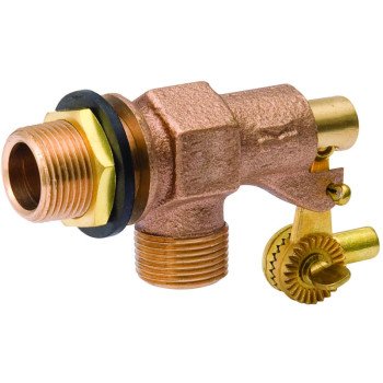 B & K 109-813 Tank Float Valve, 1/2 in, Male x Male, 20 TPI Rod, 1/4 in L Rod, Bronze Body