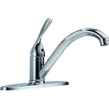 Delta Classic Series 100-DST Kitchen Faucet, 1.8 gpm, Metal, Chrome Plated, Deck, Lever Handle, Swivel Spout