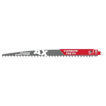 Milwaukee AX 48-00-5233 Reciprocating Saw Blade, 12 in L, 3 TPI, Carbide Cutting Edge