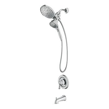 Moen Brecklyn 82611 Tub and Shower Faucet, Six Function Showerhead, 1.75 gpm Showerhead, 6 Spray Settings, 1-Handle