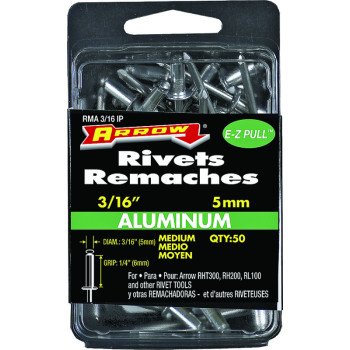 Arrow RMA3/16IP Pop Rivet, Medium, 1/4 in L, Aluminum, 50/PK