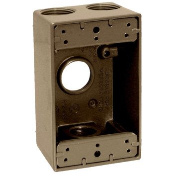 Teddico/Bwf 1503AB-1 Outlet Box, 1-Gang, 3-Knockout, 3-1/2 in, Metal, Bronze, Powder-Coated