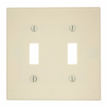 Leviton 000-78009-000 Non-Metallic Wallplate, 4-1/2 in L, 2-3/4 in W, 2 -Gang, Thermoset, Light Almond, Smooth