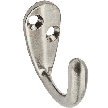 National Hardware V162 N325-506 Cloth Hook, 35 lb, 1-Hook, Zinc, Satin Nickel, 2/PK