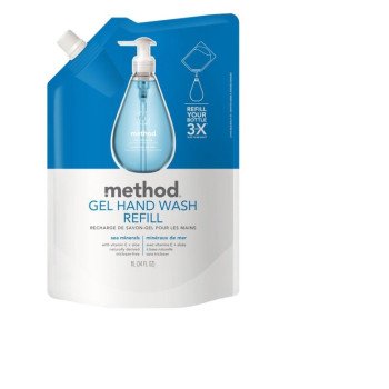 method 328105 Gel Hand Hash Refill, Gel, Light Blue, Sea Minerals, 34 oz Pouch