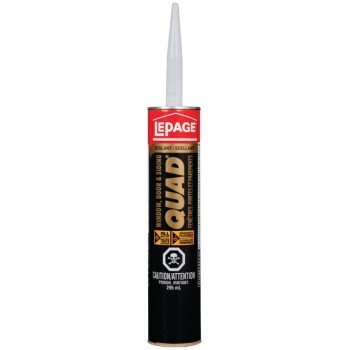 LePage QUAD 1637329 Door and Siding Sealant, 7 to 14 days Curing, 20 to 100 deg F, 295 mL Cartridge