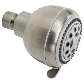 Plumb Pak K701BN Shower Head, Round, 1.8 gpm, 5-Spray Function, Brushed Nickel, 3.35 in Dia