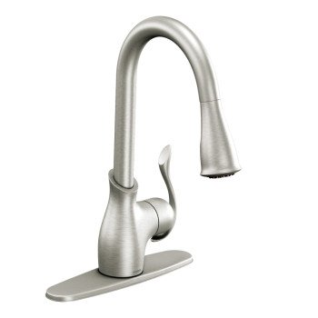 Moen Boutique Series CA87006SRS Pull-Down Kitchen Faucet, 1.5 gpm, 1-Faucet Handle, 1, 3-Faucet Hole, Metal