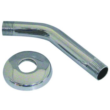 Danco 89180 Shower Arm with Flange, 1/2 in Connection, Threaded, 6 in L, Stainless Steel, Chrome Plated