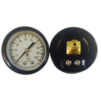 Simmons 1307 Pressure Gauge, 1/8 in Connection, MPT, 2 in Dial, Steel Gauge Case, 0 to 100 lb, Center Back Connection