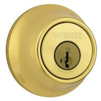 Weiser Elements Series 9GDC94710-061 Deadbolt, Brass, 2-3/8 x 2-3/4 in Backset