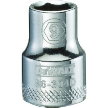 DEWALT DWMT86304OSP Hand Socket, 9 mm Socket, 3/8 in Drive, 6-Point, Vanadium Steel, Polished Chrome