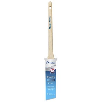 Premier Brooklyn 17279 Paint Brush, 1 in W, Thin Angle Sash Brush, 2-1/8 in L Bristle, Polyester Bristle