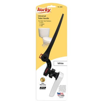 Korky 6065BP Toilet Flush Handle, Front, Neo-Angle, Side Mounting, 8 in L Flush Arm, Metal/Plastic