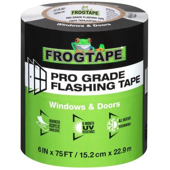 FrogTape 105725 Flashing Tape, 75 ft L, 6 in W, Black, Acrylic Adhesive