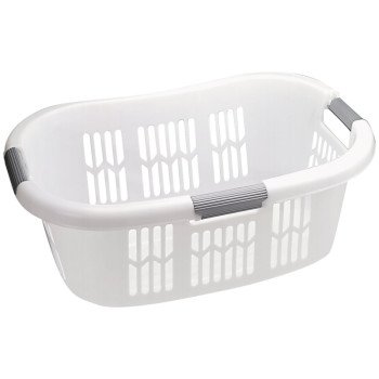 Rubbermaid Hip-Hugger FG299787WHT Laundry Basket, 1.5 bu Capacity, Plastic, White, 1-Compartment