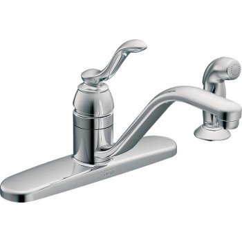 Moen Banbury Series CA87528 Kitchen Faucet, 1.5 gpm, 1-Faucet Handle, Stainless Steel, Chrome Plated, Deck Mounting