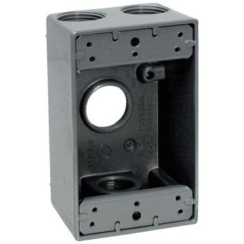 Teddico/Bwf B5-2V Outlet Box, 1-Gang, 4-Knockout, 4-1/2 in, Metal, Gray, Powder-Coated