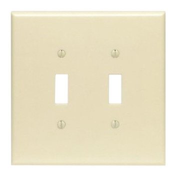 Leviton 86109 Wallplate, 5-1/4 in L, 5.31 in W, 2 -Gang, Plastic, Ivory