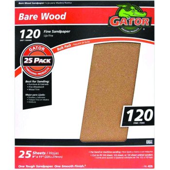 Gator 3275 Sanding Sheet, 11 in L, 9 in W, 120 Grit, Garnet Abrasive