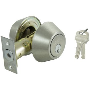 ProSource DB61V-PS Deadbolt, 3 Grade, Stainless Steel, 2-3/8 to 2-3/4 in Backset, KW1 Keyway