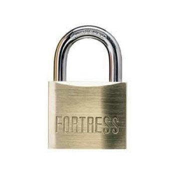 Master Lock Fortress Series 1825D Padlock, Different Key, 5/32 in Dia Shackle, Steel Shackle, Brass Body, 1 in W Body