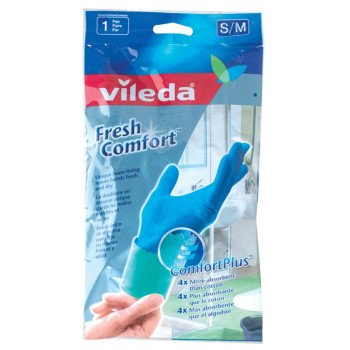 Vileda 105411 Cleaning Gloves, S, 10 in L, Latex, Blue