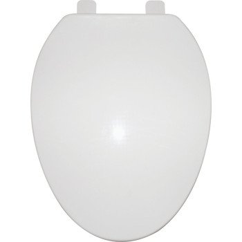 ProSource Q-019-WH Toilet Seat, Elongated, Polypropylene, White, Plastic Hinge