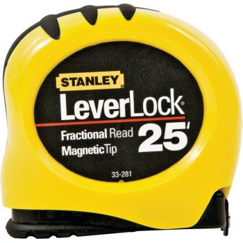 STANLEY STHT30818S Tape Measure, 25 ft L Blade, 1 in W Blade, Steel Blade, ABS Case, Black/Yellow Case