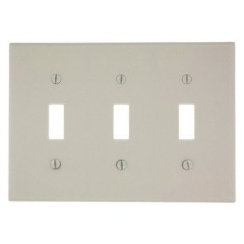 Leviton 000-78011-000 Wallplate, 4-1/2 in L, 2-3/4 in W, 3 -Gang, Thermoset, Light Almond, Smooth