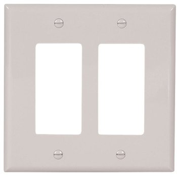 Eaton Wiring Devices PJ262W Wallplate, 4-1/2 in L, 4.56 in W, 2 -Gang, Polycarbonate, White, High-Gloss