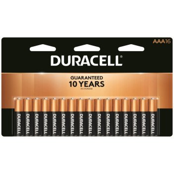 Duracell MN2400B16 Battery, 1.5 V Battery, AAA Battery, Alkaline, Manganese Dioxide, Rechargeable: No