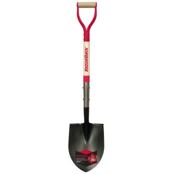 Razor-Back 43201 Round Point Shovel, Steel Blade, Wood Handle, D-Grip Handle, 41 in OAL