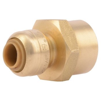 SharkBite U066LFA Pipe Connector, 1/4 x 1/2 in, FNPT, Brass, 200 psi Pressure