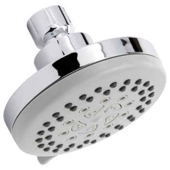 Plumb Pak K702CP Shower Head, Round, 1.8 gpm, 5-Spray Function, Polished Chrome, 3.9 in Dia