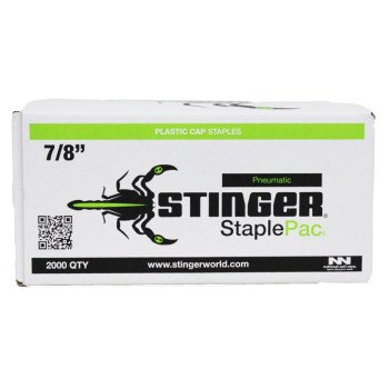 Stinger 136044 Cap Staple, 7/16 in W Crown, 7/8 in L Leg, 18 Gauge, Carbon Steel, Electro-Galvanized