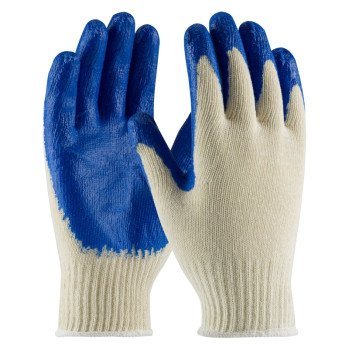 PIP 39-C122/L Coated Gloves, L, 9.8 in L, Continuous Knit Cuff, Natural Rubber Latex Coating, Cotton/Polyester Glove