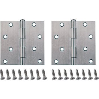 ProSource 20339SS-4S-DB-PS Square Corner Door Hinge, Steel, Brushed, Loose Pin, 180 deg Range of Motion